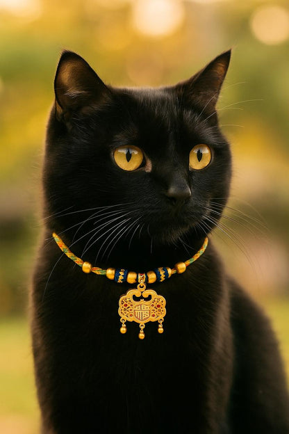 Feng Shui “Longevity Lock” Pet Collar | Blessing Charm for Cats & Dogs